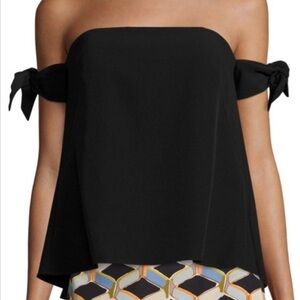 Molly Off Shoulder Tie Strapless Black Flowy Top